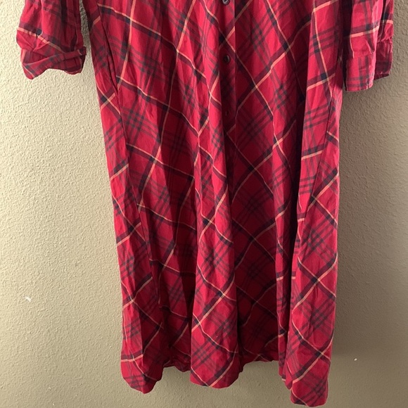 Eddie beuer plaid  cotton blend midi dress button front long sleeves holiday - Picture 7 of 15